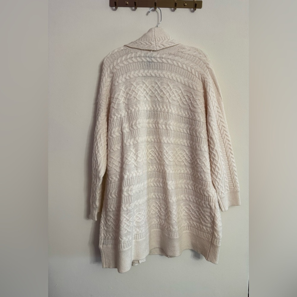 Ralph Lauren Cream Cable Knit Open Front Cardigan Wool Blend Plus Size NWT 1X - Picture 4 of 4